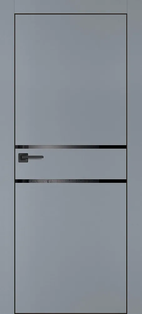 Межкомнатная дверь ПХ-18 черная кромка с 4-х ст. Серый матовый