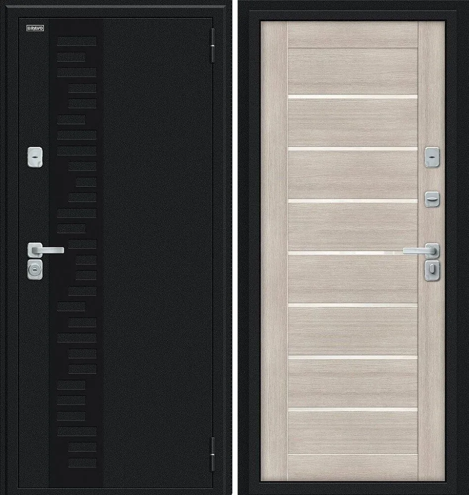 Дверь Браво Thermo Техно Декор-2 Букле черное/Cappuccino Veralinga DIS006771