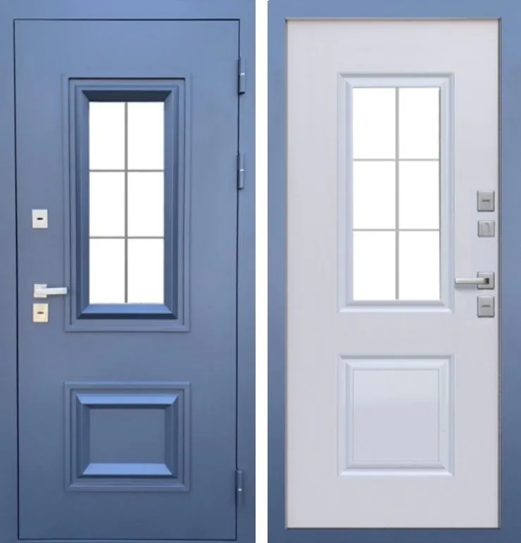 Дверь MXD ТЕРМО ТИТУЛ « ТТ » стеклопакет муар серый RAL 7024 DIS007173